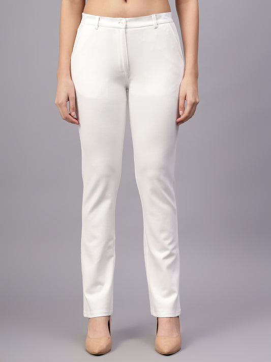Jolie Fille Slim Fit Women White Trousers