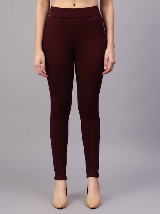 Maroon Solid Jegging