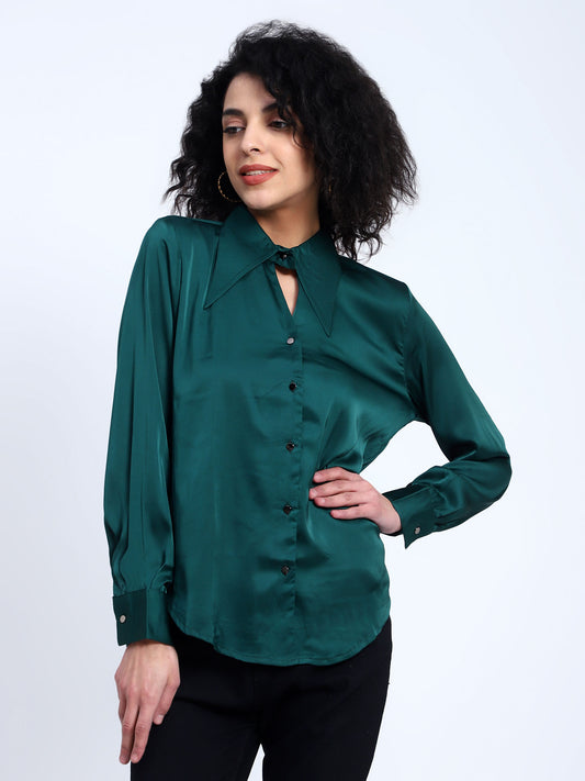 Jolie Fille Solid Green  full sleeve Shirt