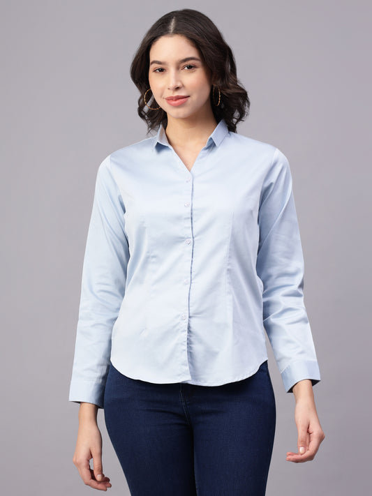Women Blue Solid Shirt