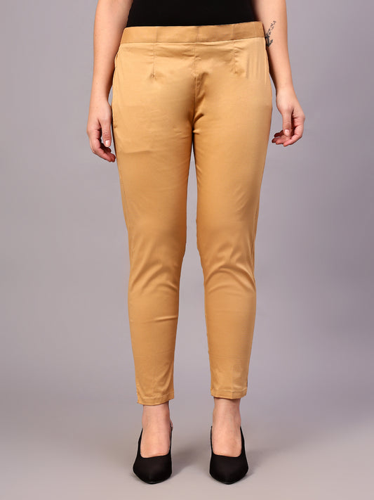Regular Fit Women Khaki Trousers