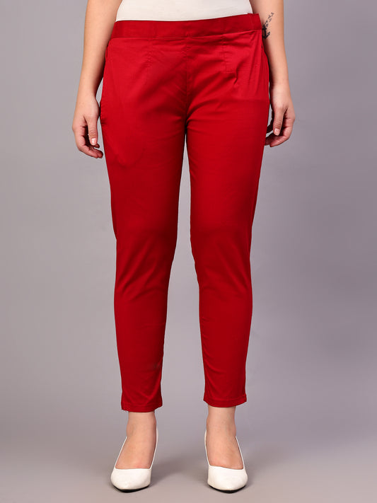Jolie Fille Regular Fit Women Red Trousers